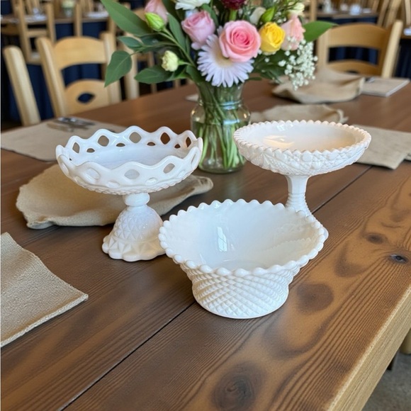 Vintage Other - 3 Vintage Milk Glass Candy Dishes